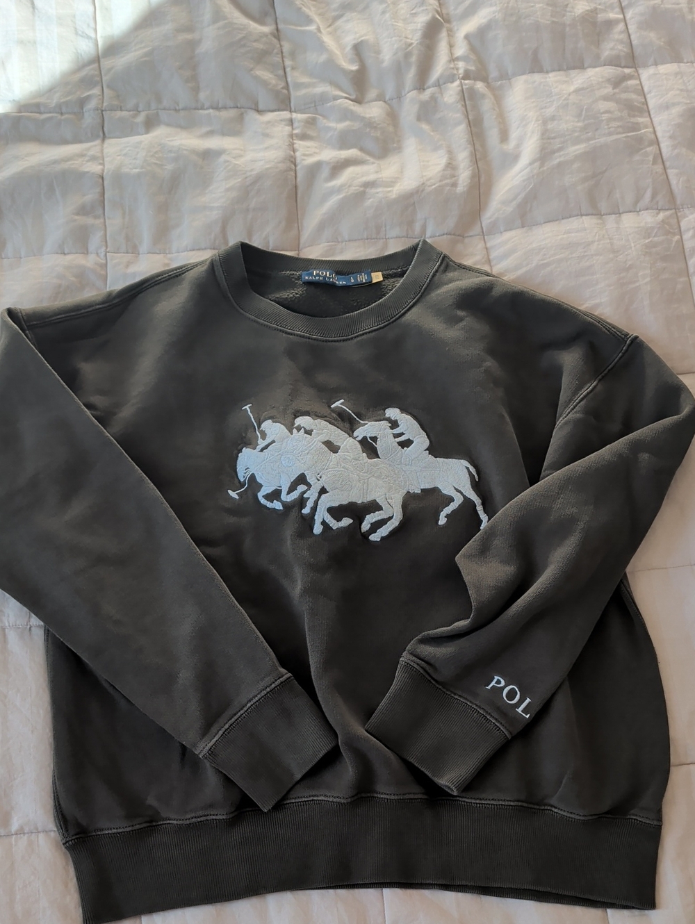 Polo by Ralph Lauren Olive Green Crewneck Sweatshirt with Embroidery